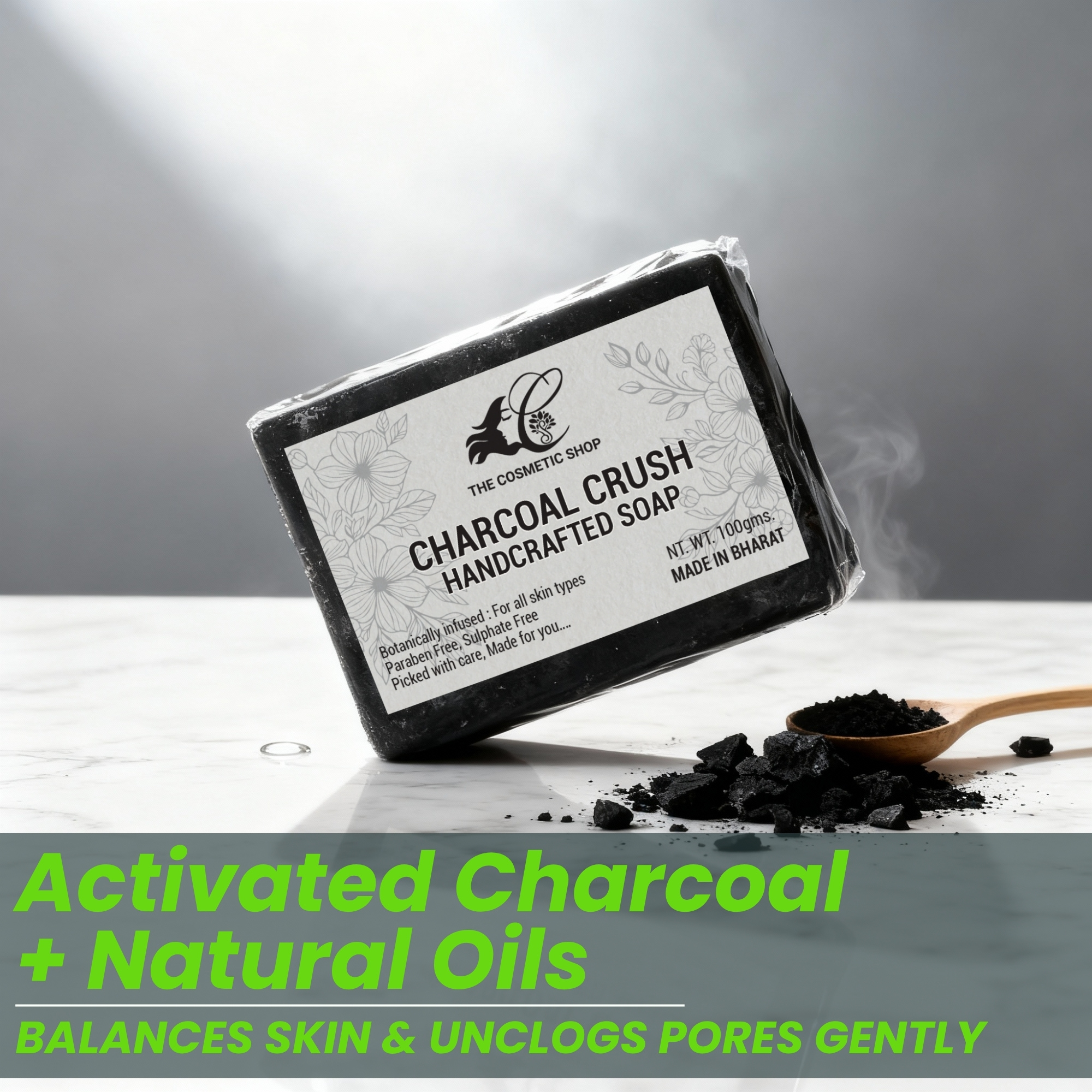 Activated Charcoal, Menthol, and Guava extract for skin purification