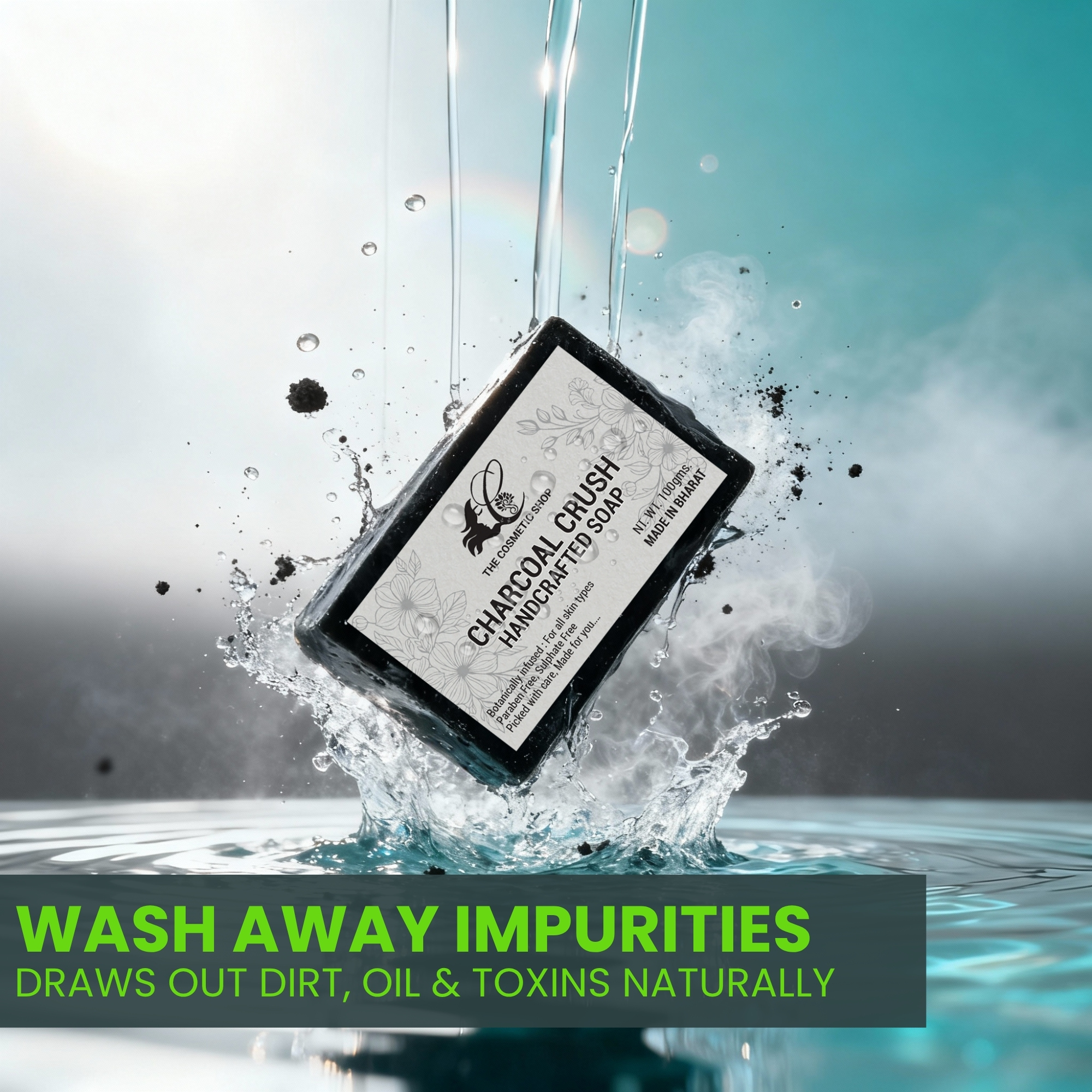 Person using charcoal soap for a deep facial cleanse