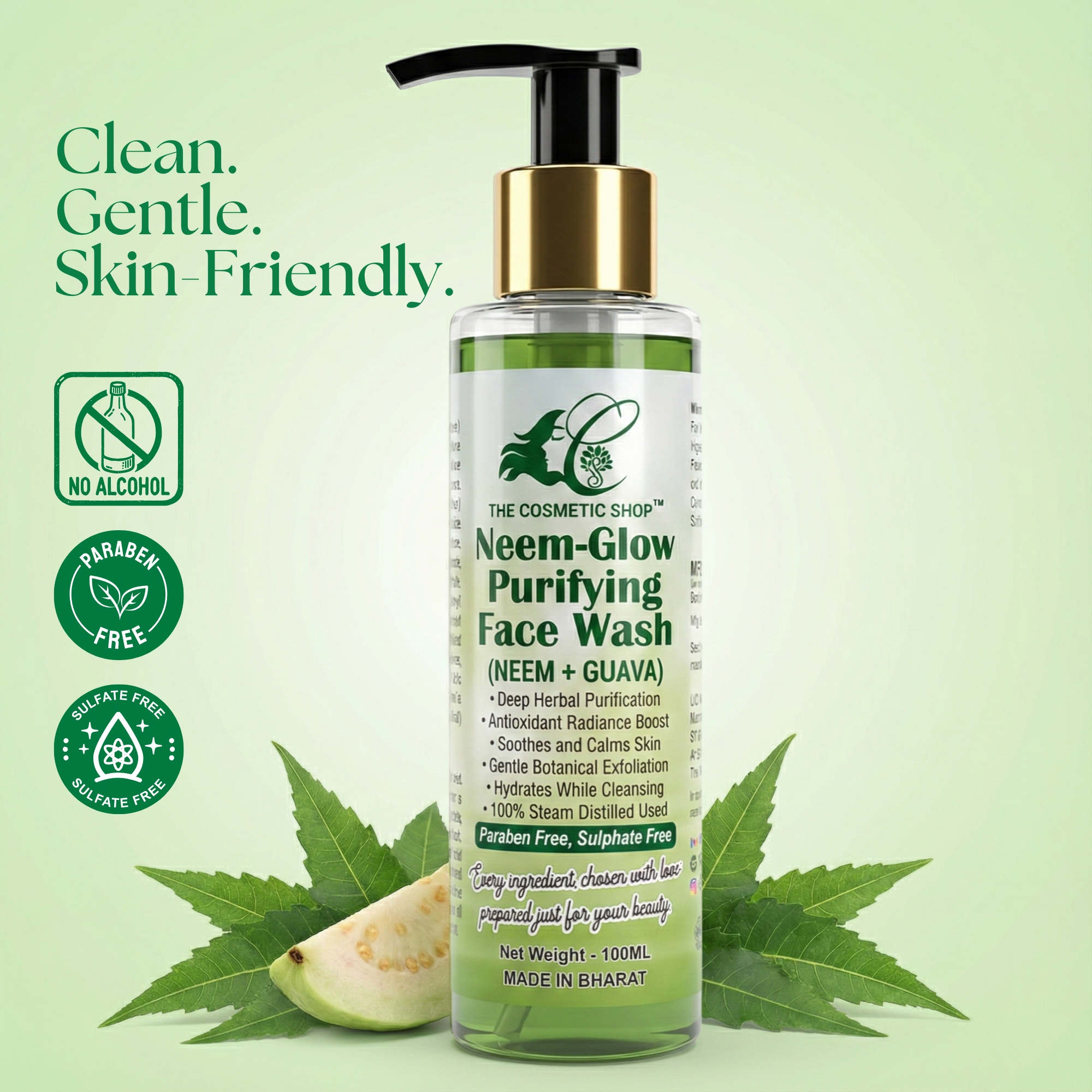 Clean and skin-friendly labels for Neem-Glow Face Wash