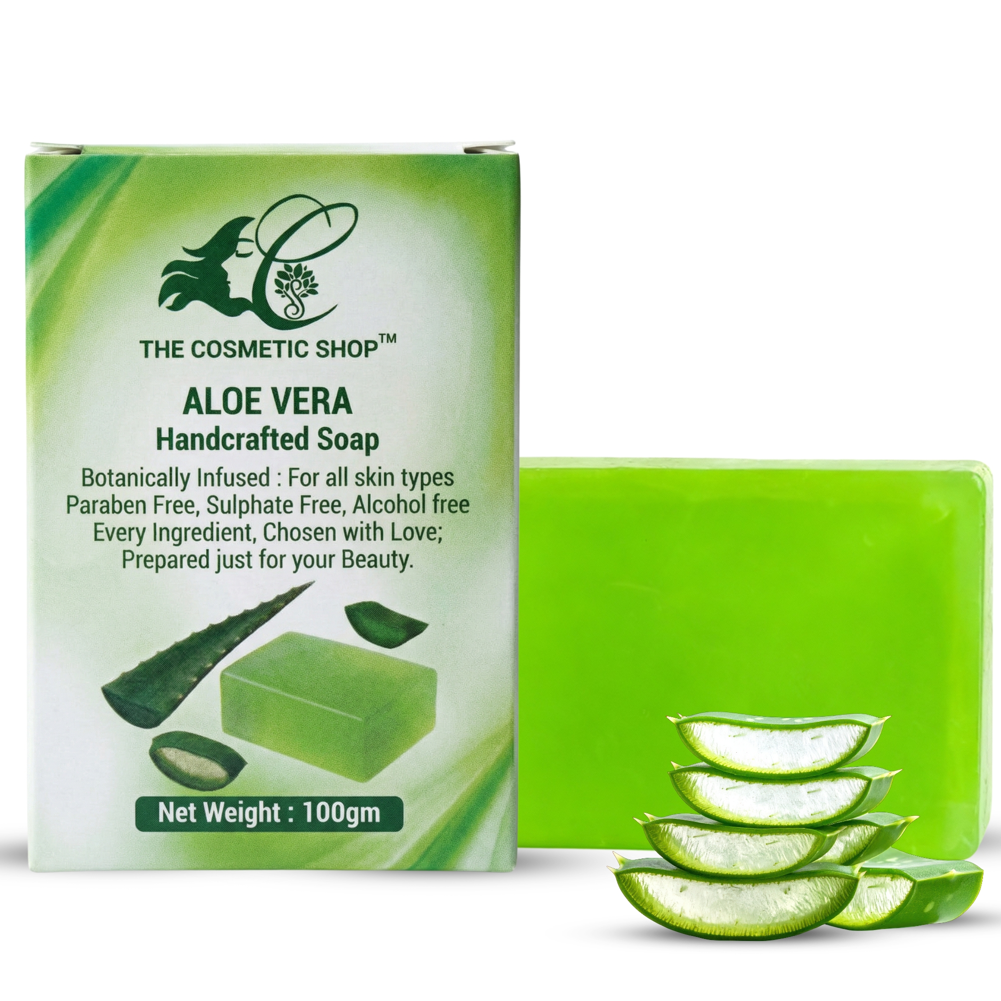 Aloe Vera Handcrafted Soap – Rejuvenating & Anti-Aging Skin Repair (100gm)